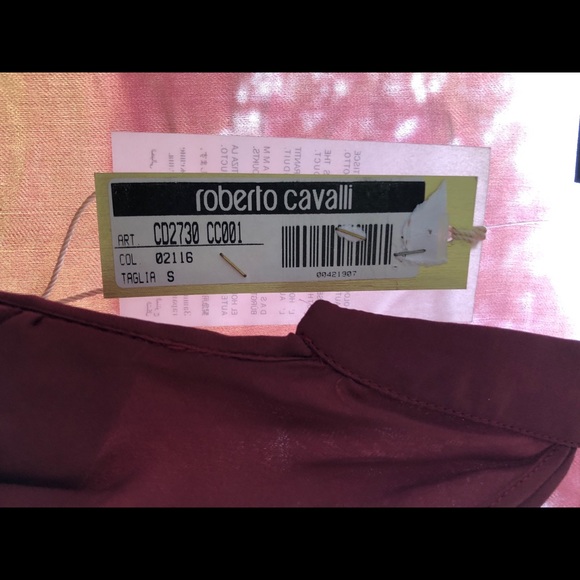 Vintage Roberto Cavalli 100% Silk Blouse-Sheer Burgundy-Made in Italy - Picture 8 of 10